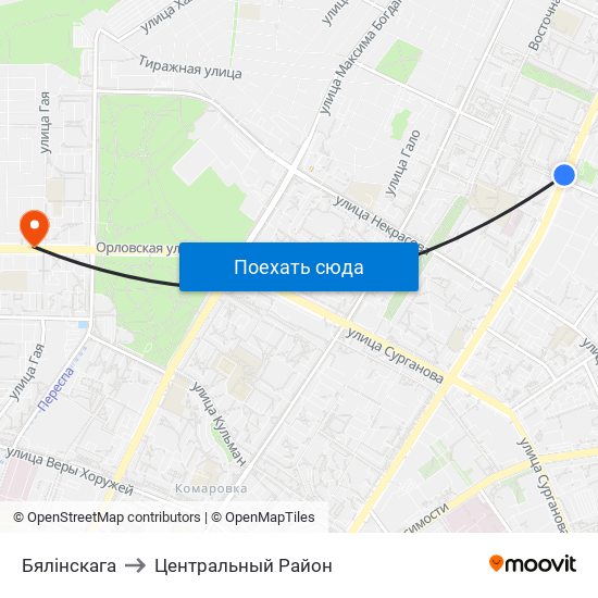 Бялінскага to Центральный Район map