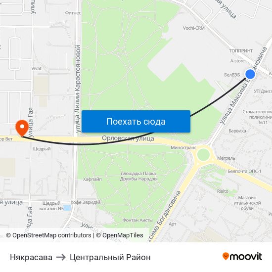 Някрасава to Центральный Район map