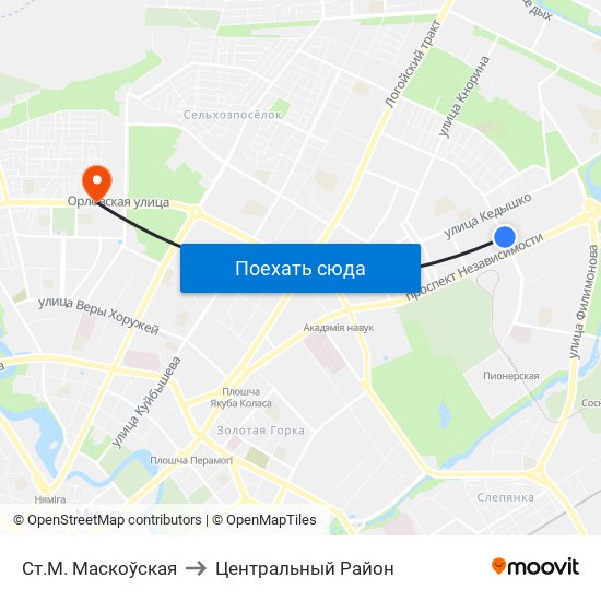 Ст.М. Маскоўская to Центральный Район map