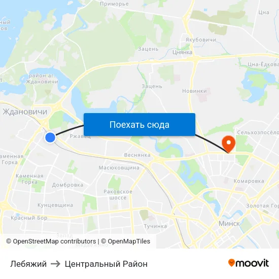 Лебяжий to Центральный Район map