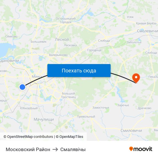Московский Район to Смалявічы map