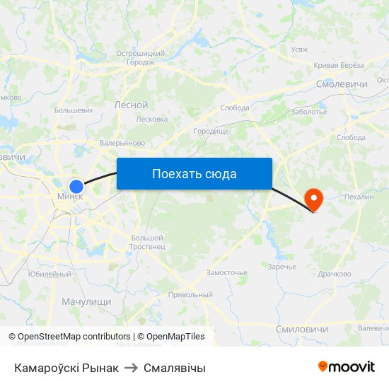 Камароўскі Рынак to Смалявічы map