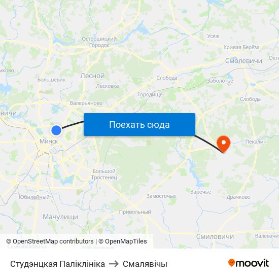 Студэнцкая Паліклініка to Смалявічы map