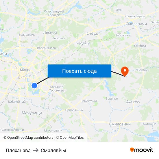 Пляханава to Смалявічы map