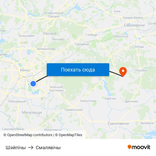 Шэйпічы to Смалявічы map