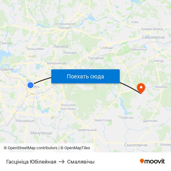 Гасцініца Юбілейная to Смалявічы map