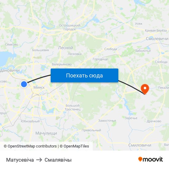 Матусевіча to Смалявічы map