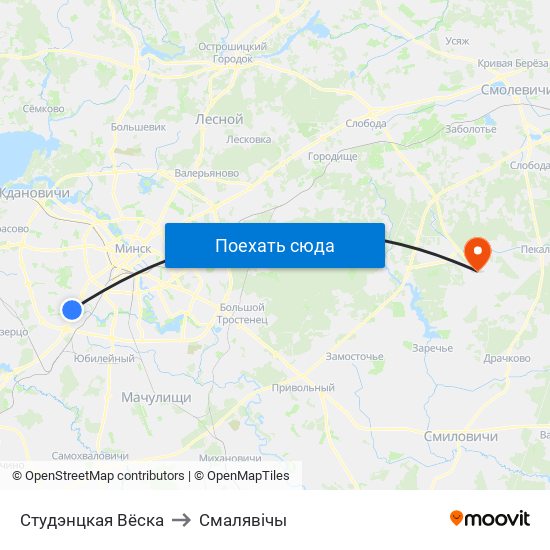 Студэнцкая Вёска to Смалявічы map