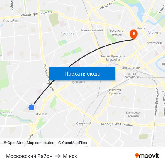 Московский Район to Мінск map