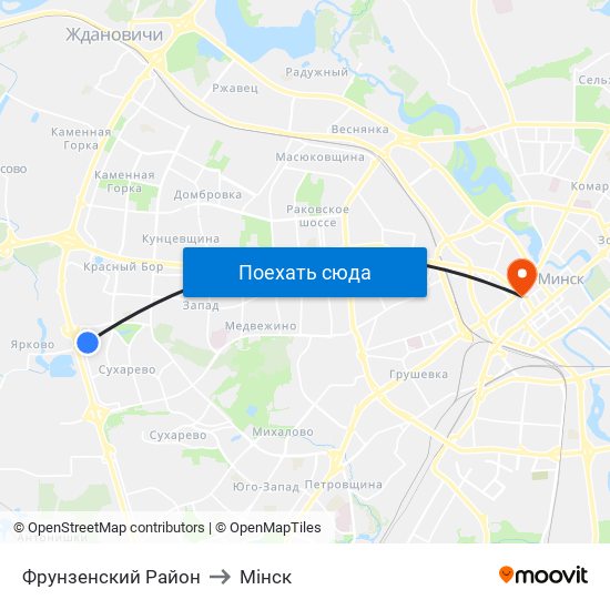Фрунзенский Район to Мінск map