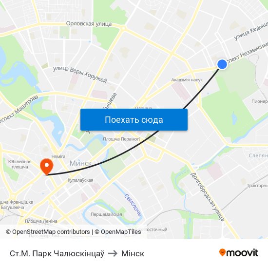 Ст.М. Парк Чалюскінцаў to Мінск map