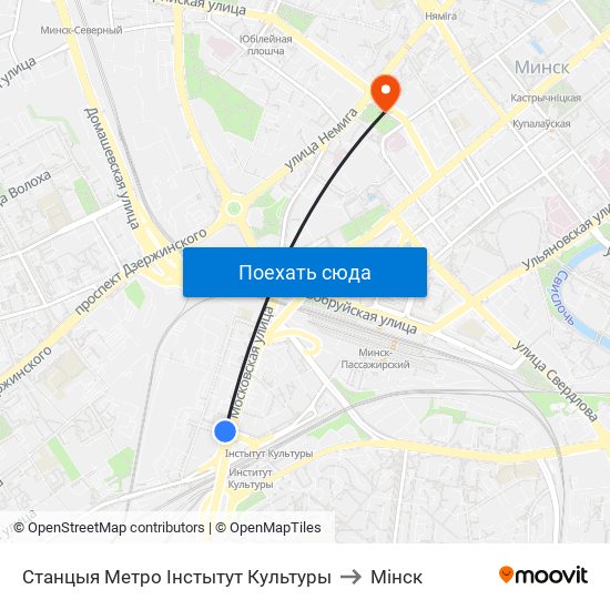 Станцыя Метро Інстытут Культуры to Мінск map