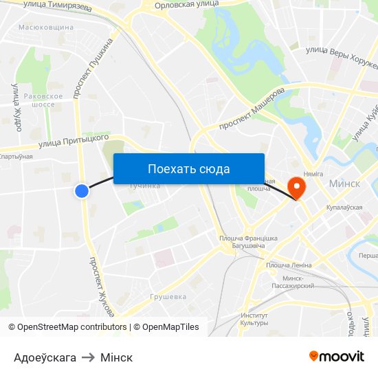 Адоеўскага to Мінск map