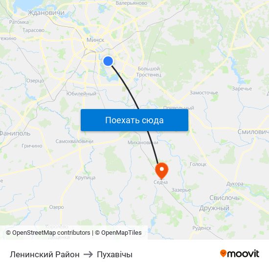Ленинский Район to Пухавічы map