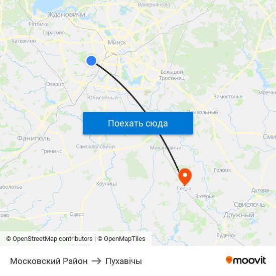 Московский Район to Пухавічы map