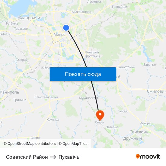 Советский Район to Пухавічы map