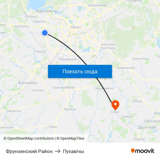 Фрунзенский Район to Пухавічы map