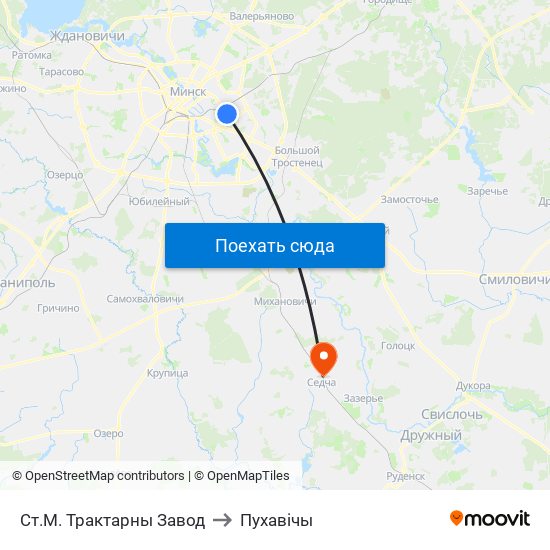 Ст.М. Трактарны Завод to Пухавічы map