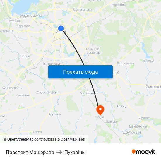 Праспект Машэрава to Пухавічы map