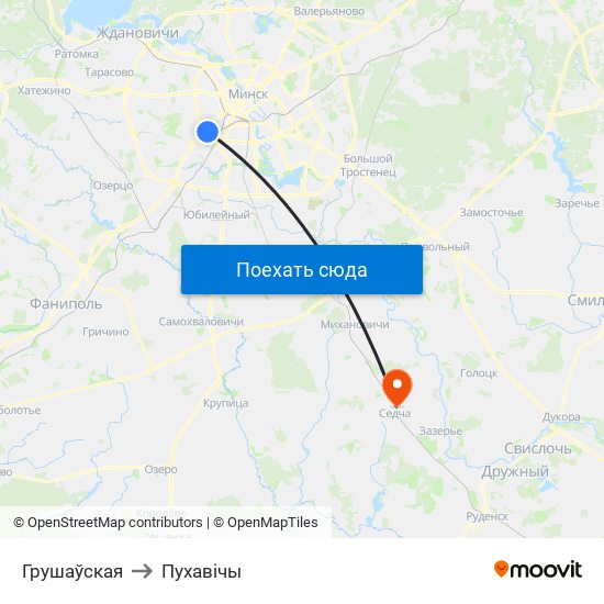 Грушаўская to Пухавічы map