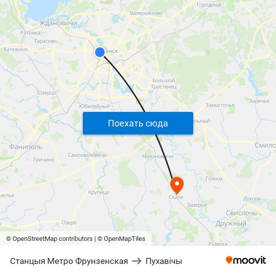 Станцыя Метро Фрунзенская to Пухавічы map