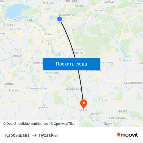 Карбышава to Пухавічы map