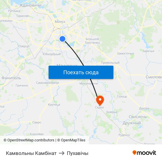 Камвольны Камбінат to Пухавічы map