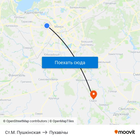 Ст.М. Пушкінская to Пухавічы map