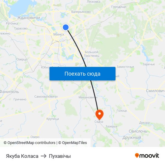 Якуба Коласа to Пухавічы map