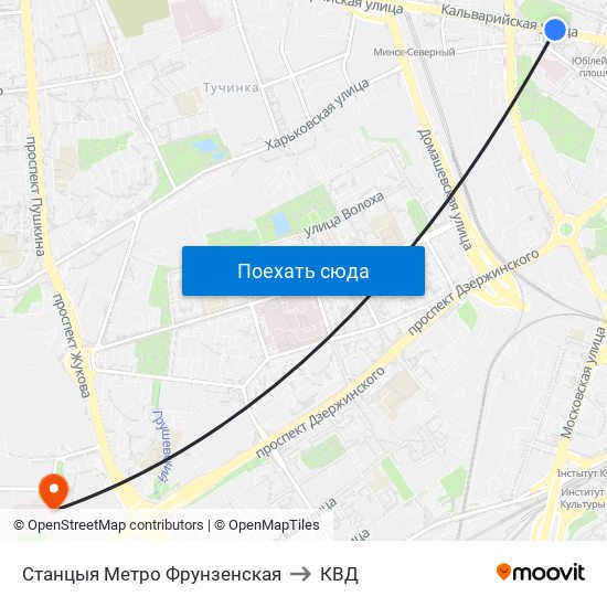 Станцыя Метро Фрунзенская to КВД map