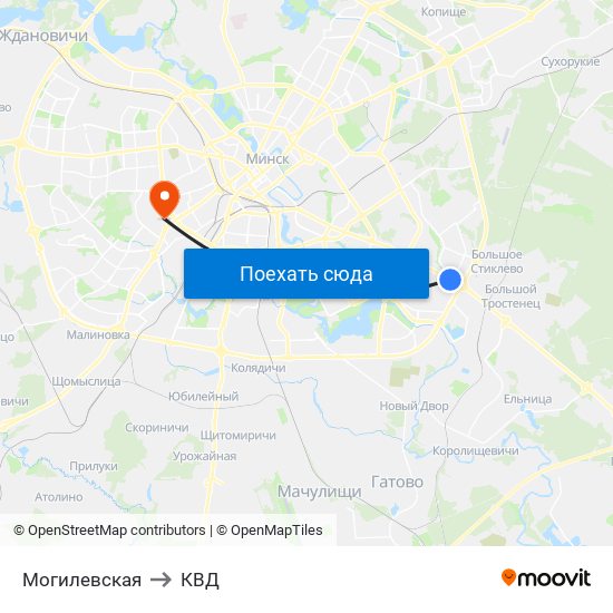 Могилевская to КВД map