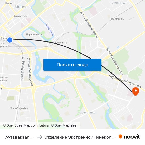 Аўтавакзал Цэнтральны to Отделение Экстренной Гинекологии 5 Городская Больнтца map