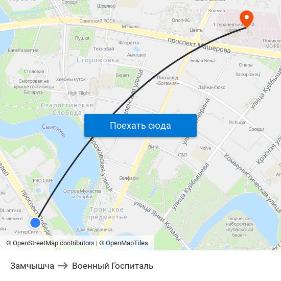 Замчышча to Военный Госпиталь map