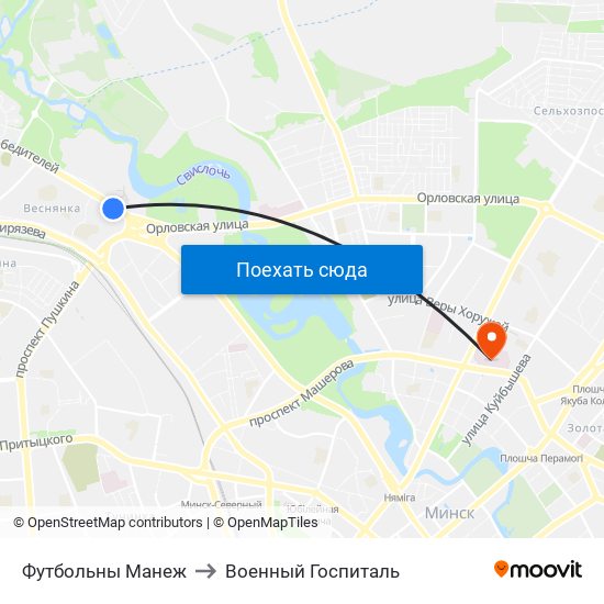 Футбольны Манеж to Военный Госпиталь map