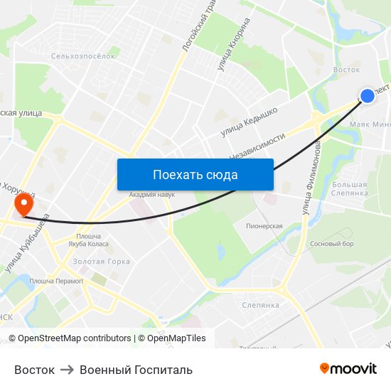 Восток to Военный Госпиталь map