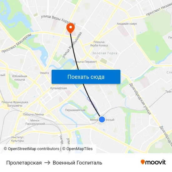 Пролетарская to Военный Госпиталь map
