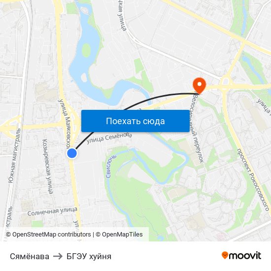 Сямёнава to БГЭУ хуйня map