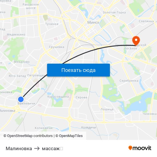 Малиновка to массаж💉 map