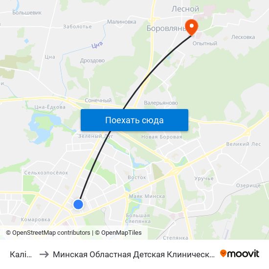 Калініна to Минская Областная Детская Клиническая Больница map