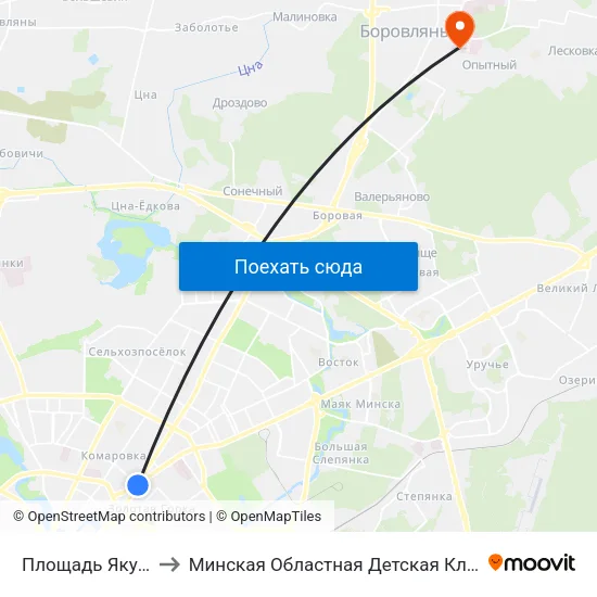 Площадь Якуба Коласа to Минская Областная Детская Клиническая Больница map