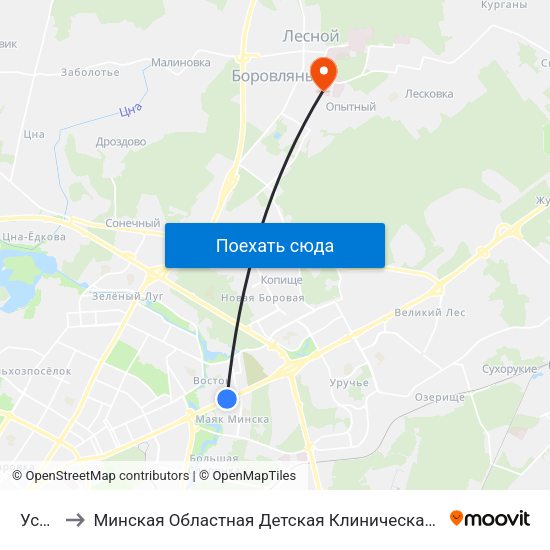 Усход to Минская Областная Детская Клиническая Больница map