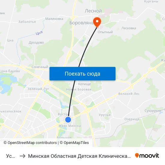 Усход to Минская Областная Детская Клиническая Больница map