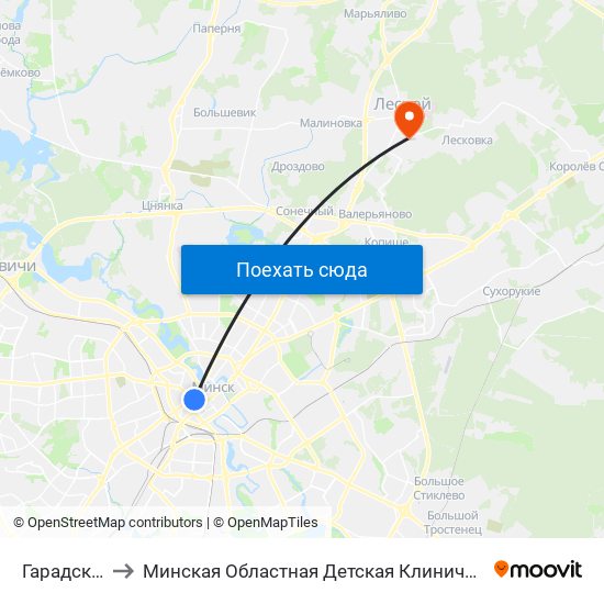 Гарадскі Вал to Минская Областная Детская Клиническая Больница map