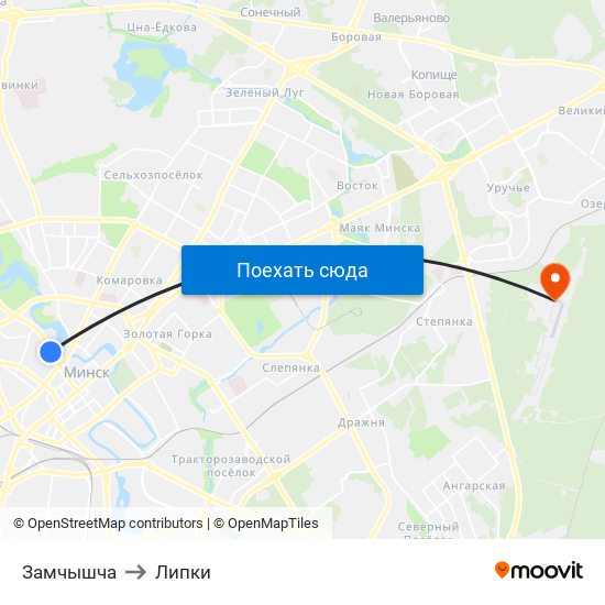 Замчышча to Липки map