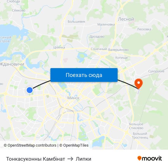 Тонкасуконны Камбінат to Липки map