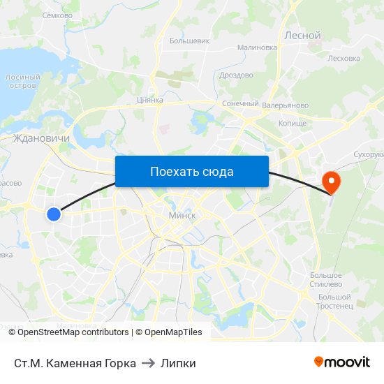 Ст.М. Каменная Горка to Липки map