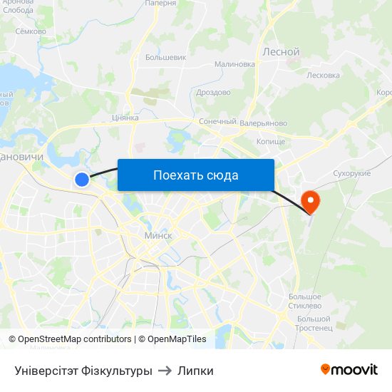 Універсітэт Фізкультуры to Липки map