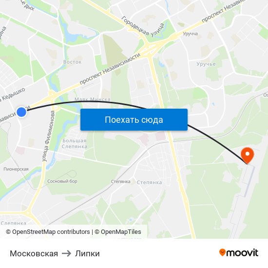 Московская to Липки map