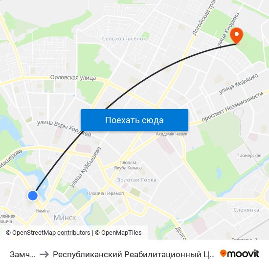 Замчышча to Республиканский Реабилитационный Центр Для Детей-Инвалидов map