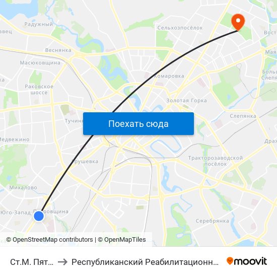 Ст.М. Пятроўшчына to Республиканский Реабилитационный Центр Для Детей-Инвалидов map